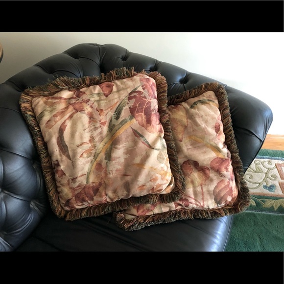 Accents Large Multicolor Print Throw Pillows With Fringe Poshmark